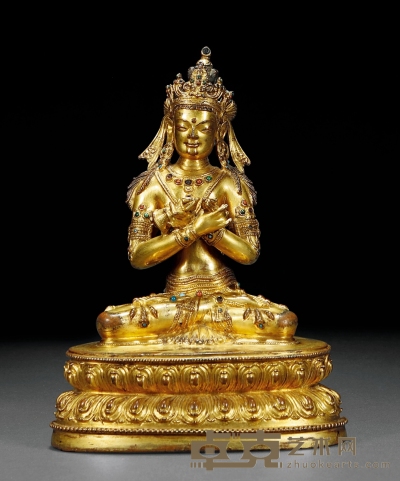 十五世纪 铜鎏金金刚总持像 高20cm
