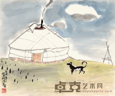 1992年作 蒙古风情图 37.5×45cm