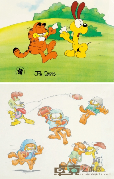 1988年出品 《加菲猫》 动画赛璐璐片 33×41cm；24×33cm