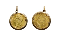 法国拿破仑波拿巴40法郎金币项链挂坠