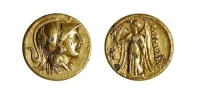 古希腊亚历山大三世阿西娜胜利女神金币