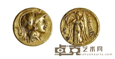 古希腊亚历山大三世阿西娜胜利女神金币 --