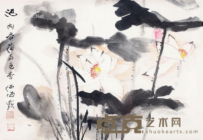 何海霞 池内香荷 49×69cm