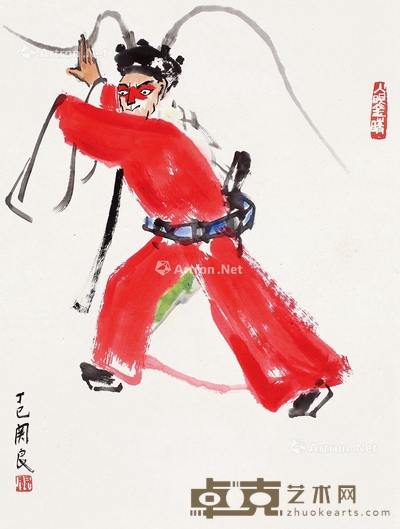 关良 1977年作 齐天大圣 45×34.5cm
