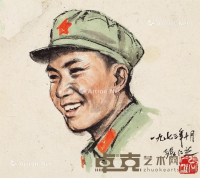 张仁芝     1973年作 解放军 20×23cm