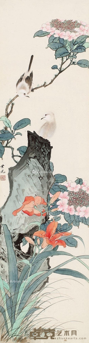 田世光 花鸟 101×26cm