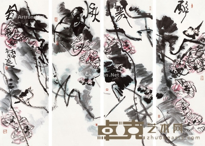 方土 2016年作 醉舞秋风 136×46cm×4