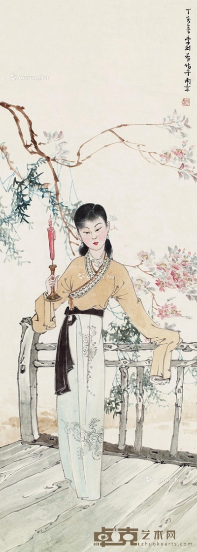 李剑晨     1947年作 烛台侍女 105×38cm