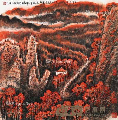 李行简 2003年作 山水 69×68cm