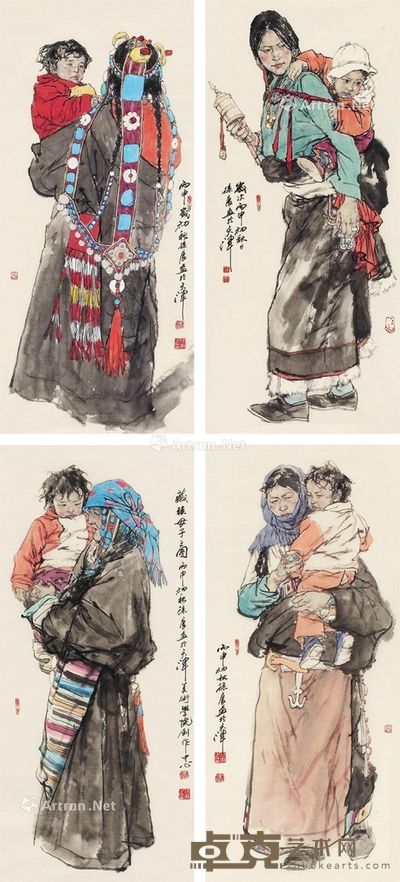 徐展 2016年作 藏族母子 75×33cm×4