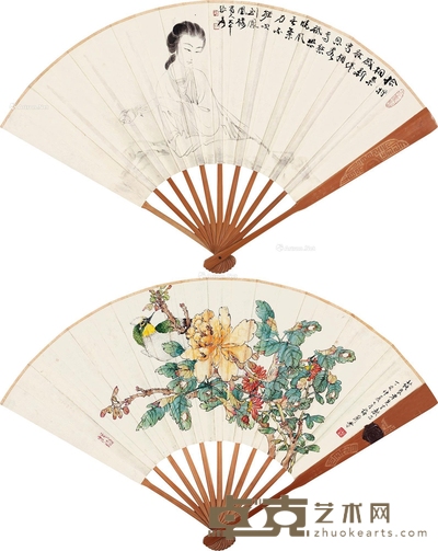 张大千 梅兰芳 秋思·秋色 20×55cm
