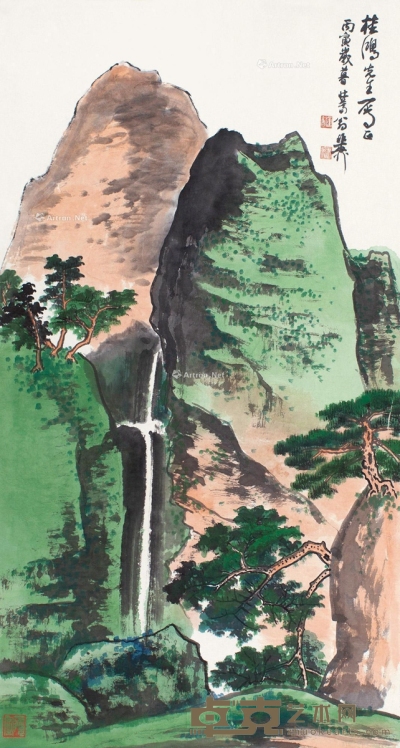 谢稚柳     丙寅（1986）年作 青山飞瀑 89.5×48cm