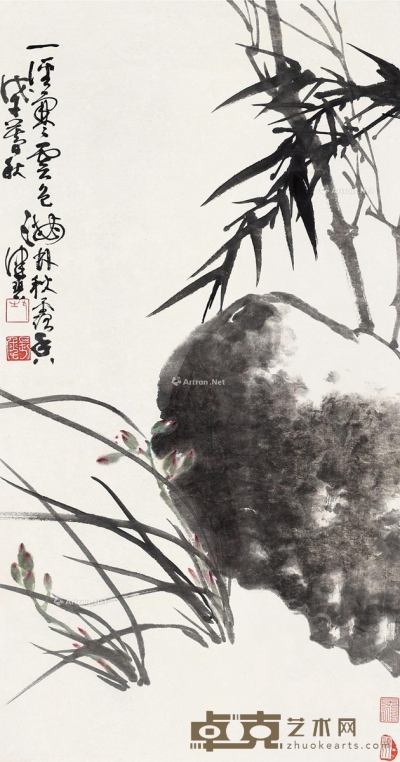 陈佩秋     戊午（1978）年作 兰石图 88×46cm