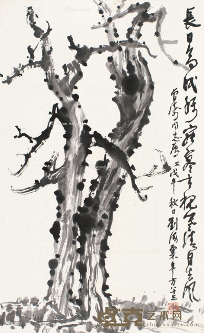 刘海粟     戊午（1978）年作 古槐生风 95×59cm