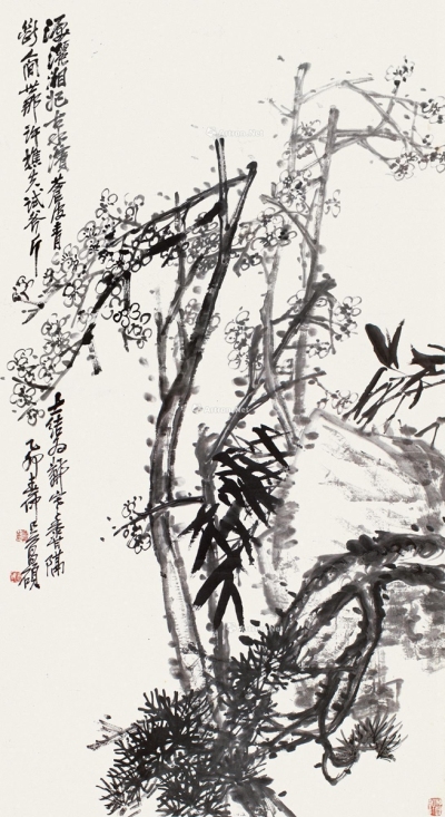吴昌硕     乙卯（1915）年作 梅竹松石图