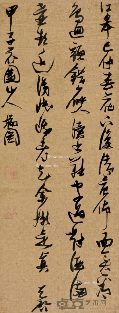 张瑞图     甲子（1624）年作 草书杜甫诗 157×60cm