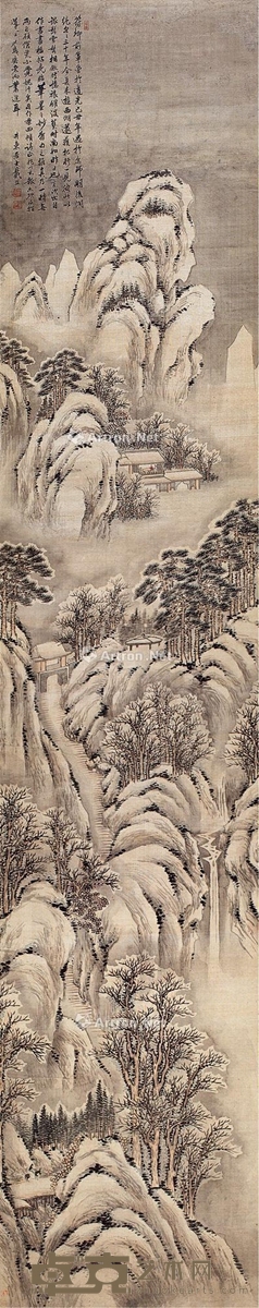 戴熙 松山雪霁 194×40cm