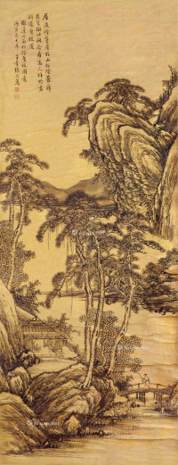 张之万     丙寅（1866）年作 松阴曳杖