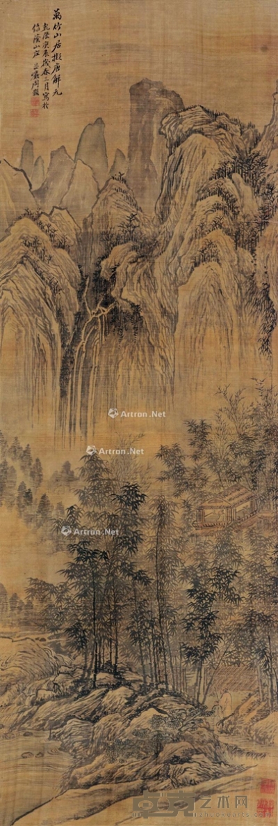 周颢     庚辰（1760）年作 万竹山居 98×33cm