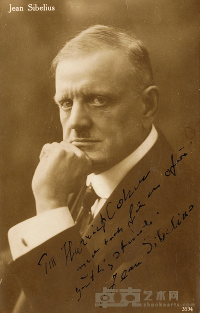 约1928年 西贝柳斯 签名照 13.5×8.5cm