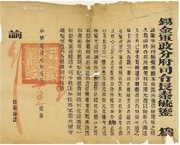 1912年作 锡金军分政府民国元（1912）年有关剪辫理发谕令