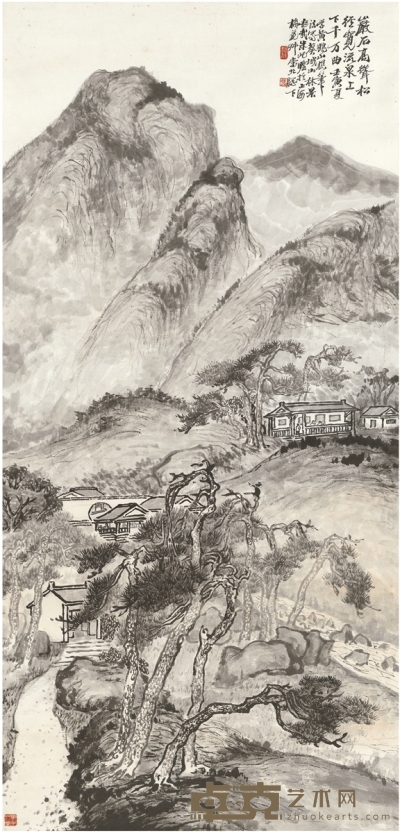 1962年作 葵城山林图 镜片 水墨纸本 146×69cm