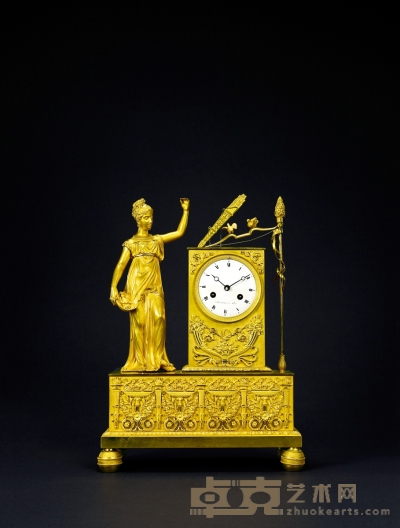铜鎏金人物台钟 高40cm；宽28cm