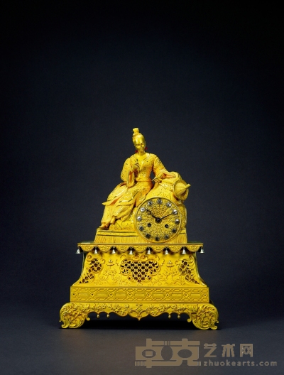 铜鎏金中国公主台钟 高40cm；宽27cm