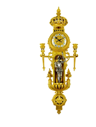 拿破仑三世铜鎏金镂空武士壁钟