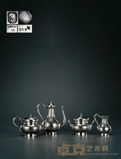 1840年制 纯银咖啡茶具 （四件套） 咖啡壶高24cm