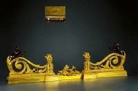 拿破仑3世时期制 铜鎏金可调节式小天使壁炉护栏
