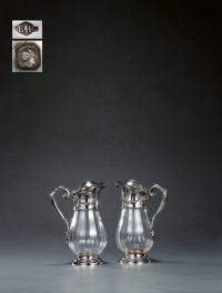 1890年制 纯银大型酒壶 （一对）