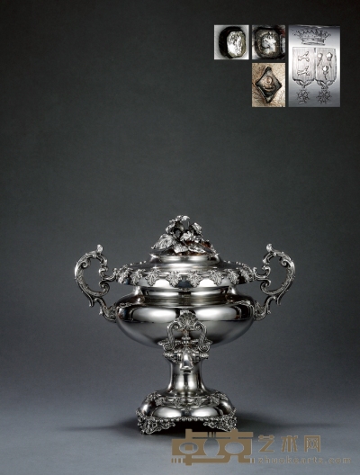 1838年制 纯银可加热保温茶壶 高40.5cm