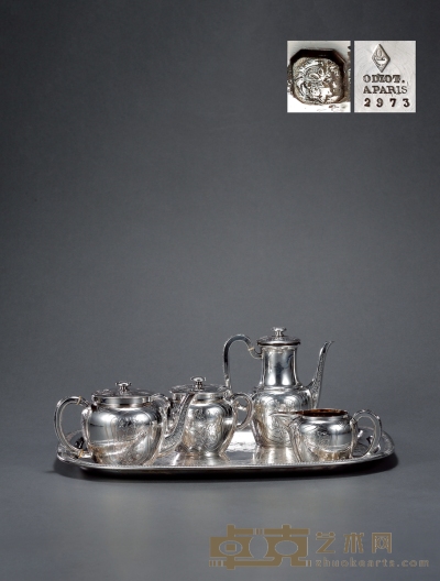 1870年制 纯银咖啡茶具 （四件套） 咖啡壶高16.5cm