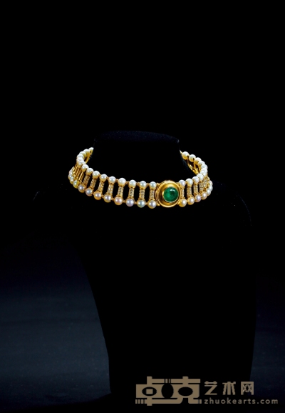 1960年制 祖母绿珍珠项链 --