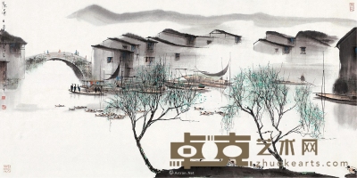 甲申（2004）年作 江南之春 镜片 设色纸本 70×138cm