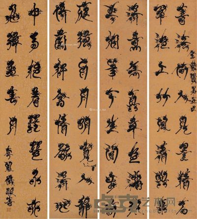 李凤仪 鸟虫篆 94×20.5cm×4