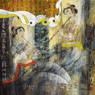 徐惠泉 吹箫图 68×68cm