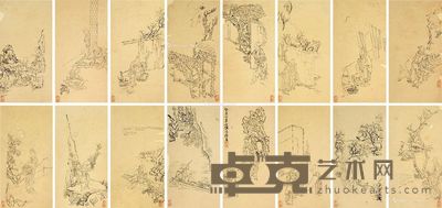 李修易 人物白描 21×11cm×16