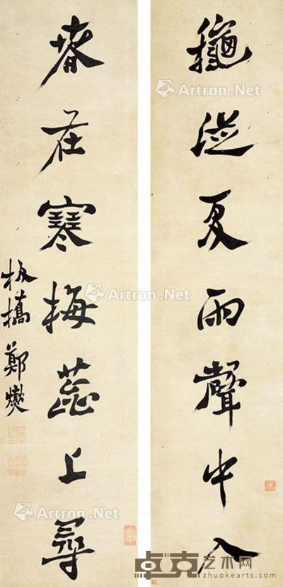 郑板桥 书法对联 117×27cm×2