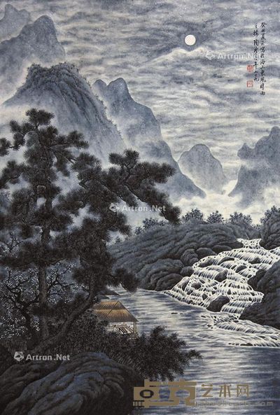 陶冷月 秋山月夜 68×45cm