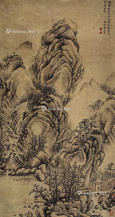 梁崇忠 山居秋瞑 86×46cm