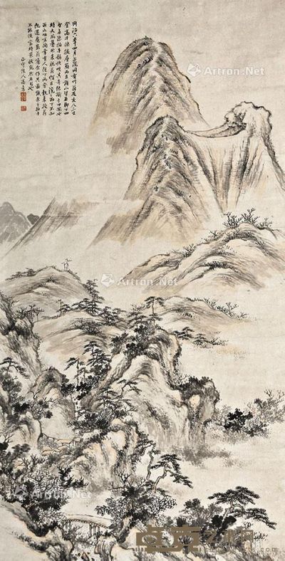 高素 曲径登高 132×67cm