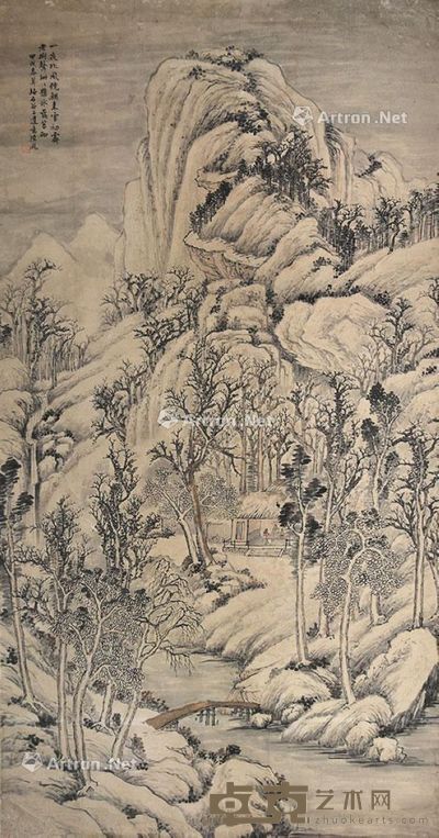 陆龙 寒山雪霁 142×77cm