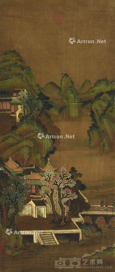 赵伯驹 携琴访友 93×40cm