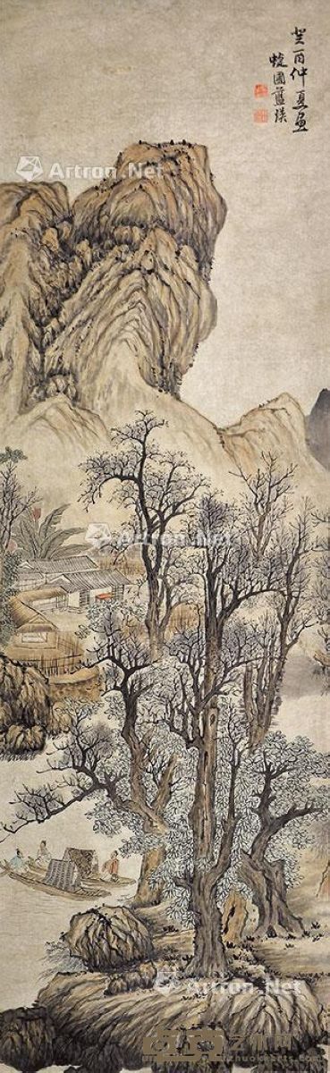 蓝瑛 山水 166×51cm