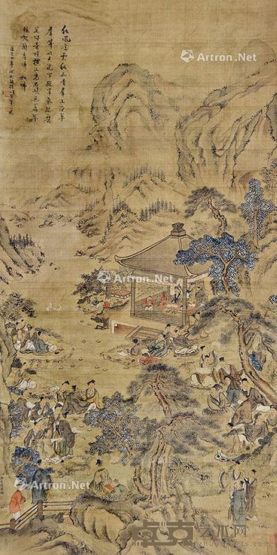 金廷标 雅集图 136×68cm