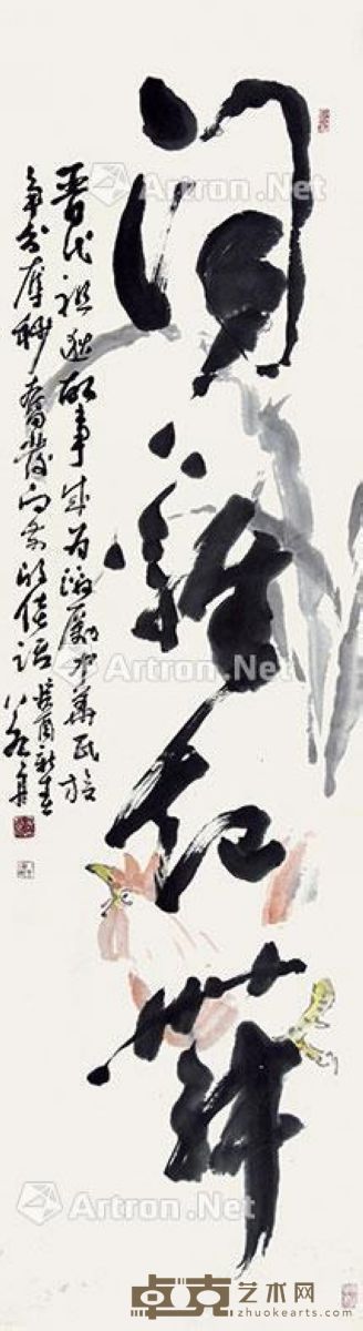 黄若舟 闻鸡起舞 177×46cm