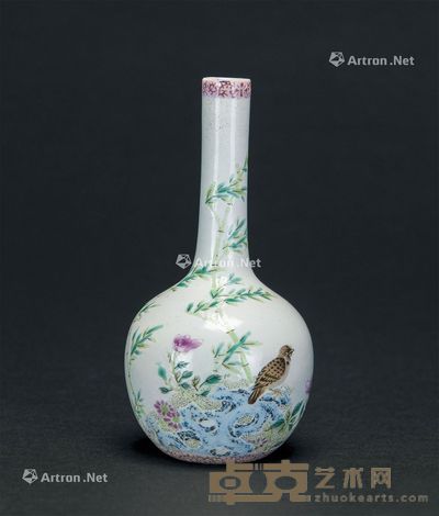 雍正 粉彩小天球瓶 高12cm