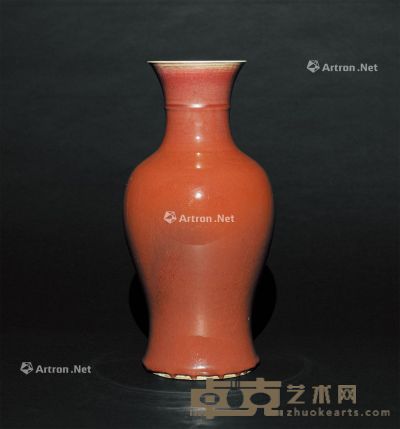 清 雪红釉观音瓶 高40.5cm